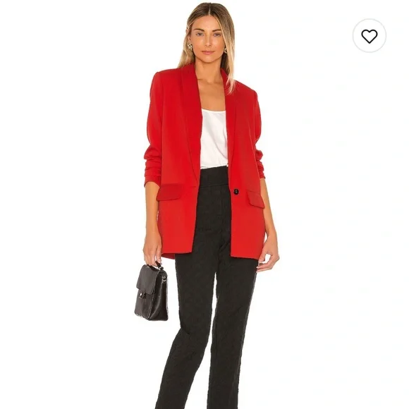 💥Clearance!!💥 NWOT L’Academie The Fleur Blazer from Revolve small Scarlet Red - Picture 4 of 12